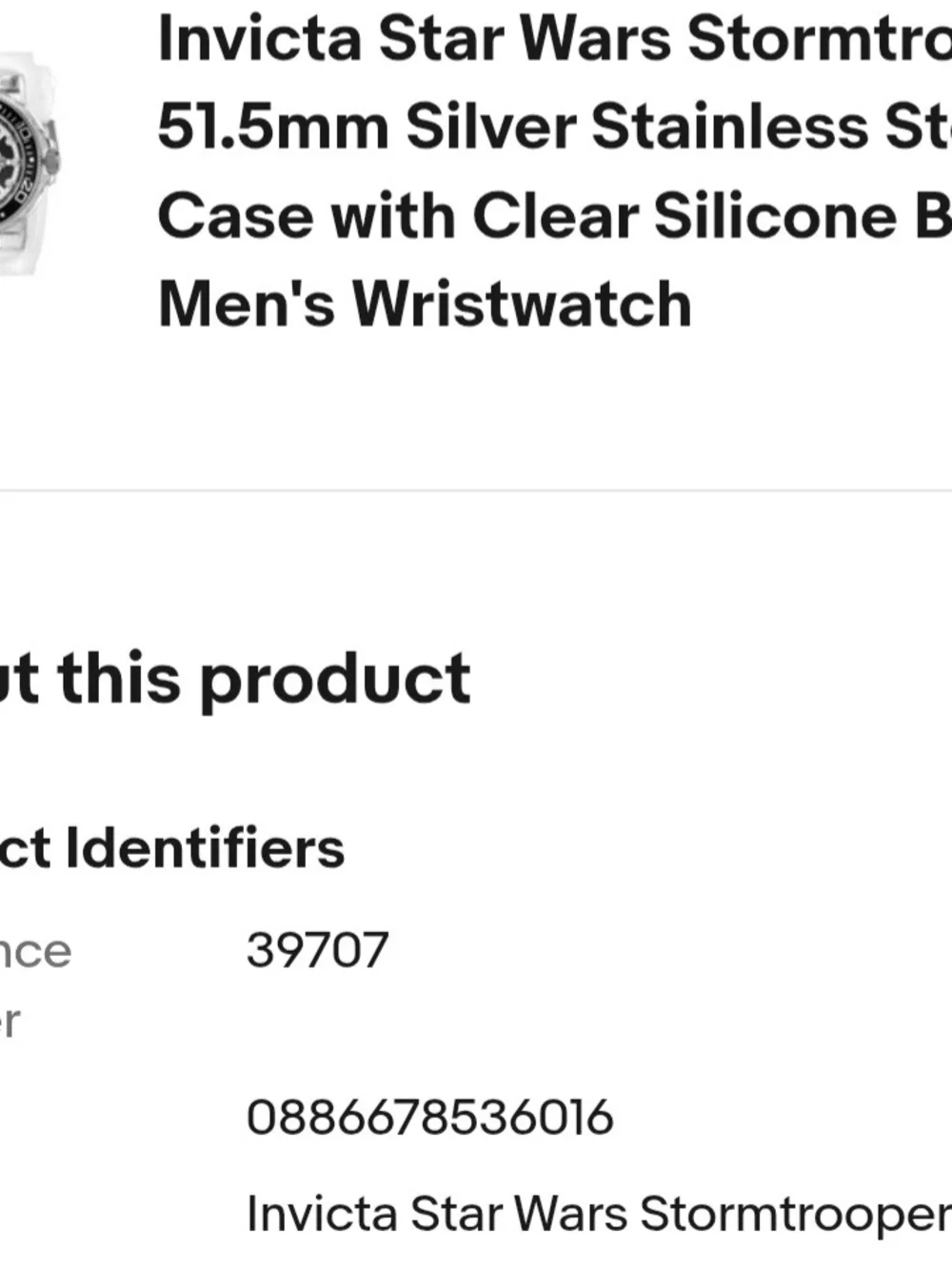 Star Wars Storm Trooper Invicta Men's White and Black Diver-Style Watch